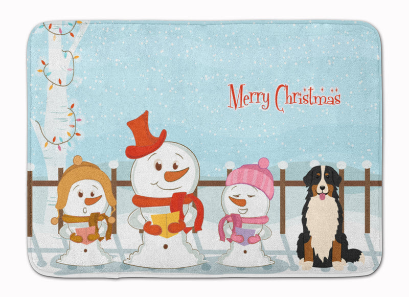 Merry Christmas Carolers Bernese Mountain Dog Machine Washable Memory Foam Mat BB2367RUG