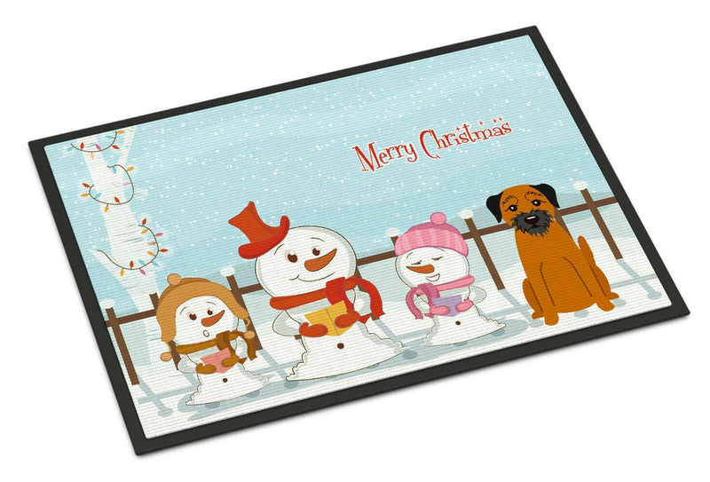 Merry Christmas Carolers Border Terrier Indoor or Outdoor Mat 18x27 BB2370MAT