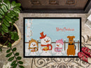 Merry Christmas Carolers Airedale Doormat Indoor Outdoor 24H X 36W Front Door Mat Rugs for Entryway, Non Slip Washable Low Pile,
