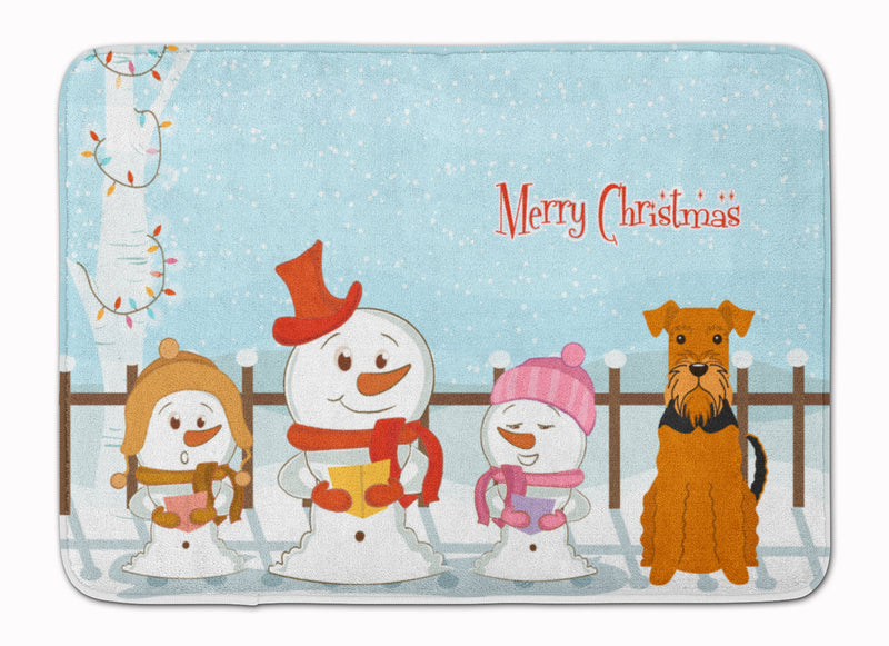 Merry Christmas Carolers Airedale Machine Washable Memory Foam Mat BB2372RUG