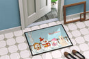 Merry Christmas Carolers White German Shepherd Doormat Indoor Outdoor 24H X 36W Front Door Mat Rugs for Entryway, Non Slip Washable Low Pile,
