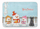 Merry Christmas Carolers Miniature Schnauzer Black Memory Foam Kitchen Mat Machine Washable Anti-Fatigue Cushion Comfort Bath or Kitchen Rug