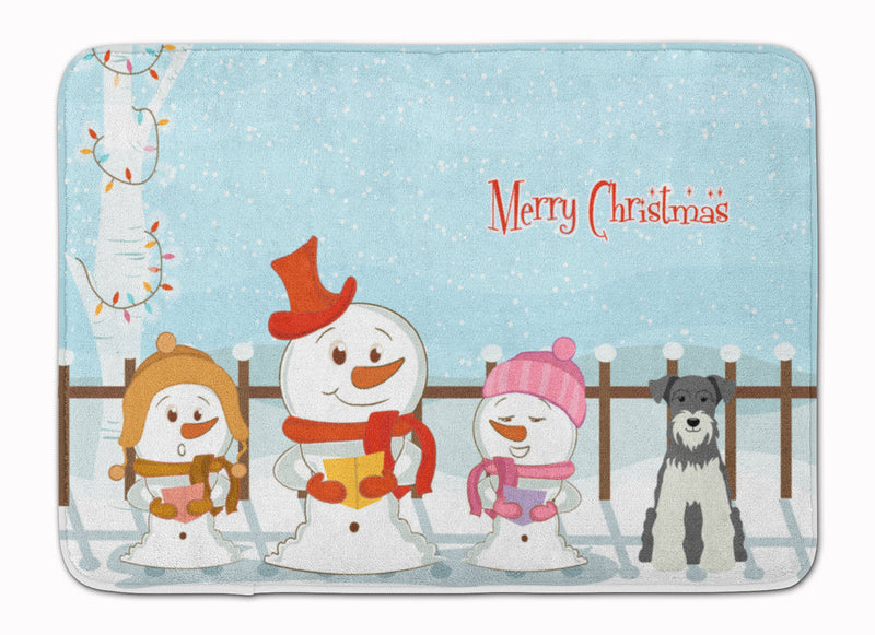 Merry Christmas Carolers Miniature Schanuzer Salt and Pepper Machine Washable Memory Foam Mat BB2385RUG