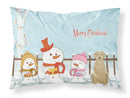 Merry Christmas Carolers Yellow Labrador Standard Pillowcase Lightweight Super Soft Easy Care Decorative Artwork Pillowcase, Standard