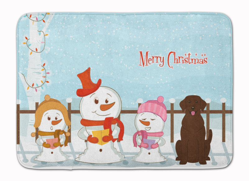 Merry Christmas Carolers Chocolate Labrador Machine Washable Memory Foam Mat BB2387RUG