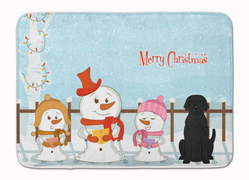 Merry Christmas Carolers Black Labrador Machine Washable Memory Foam Mat BB2388RUG