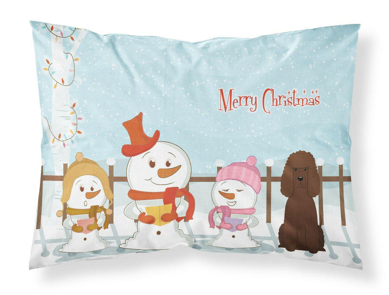 Merry Christmas Carolers Irish Water Spaniel Fabric Standard Pillowcase BB2394PILLOWCASE