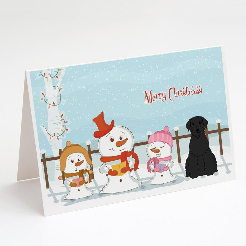 Merry Christmas Carolers Giant Schnauzer Greeting Cards and Envelopes Pack of 8