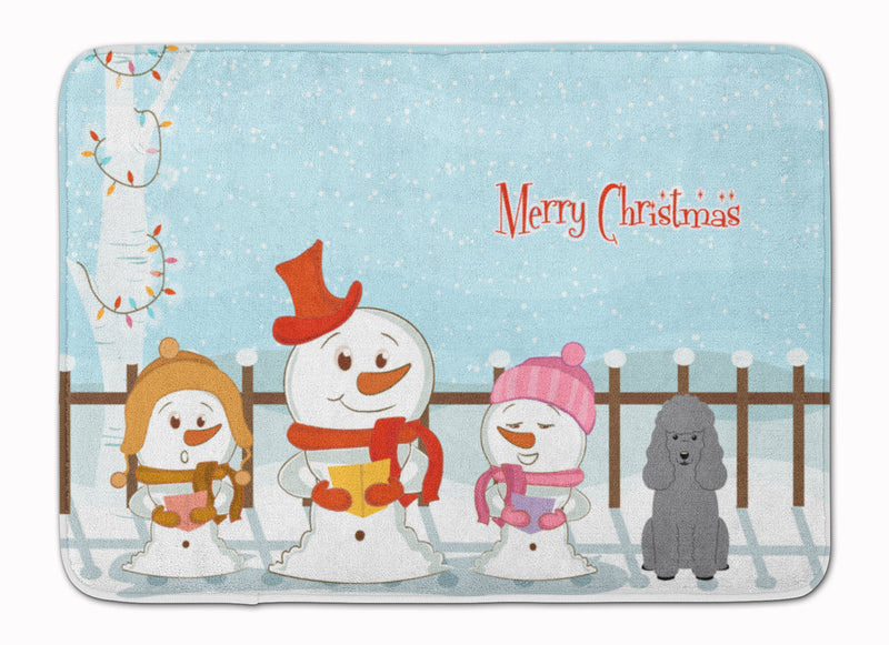 Merry Christmas Carolers Poodle Silver Machine Washable Memory Foam Mat BB2399RUG