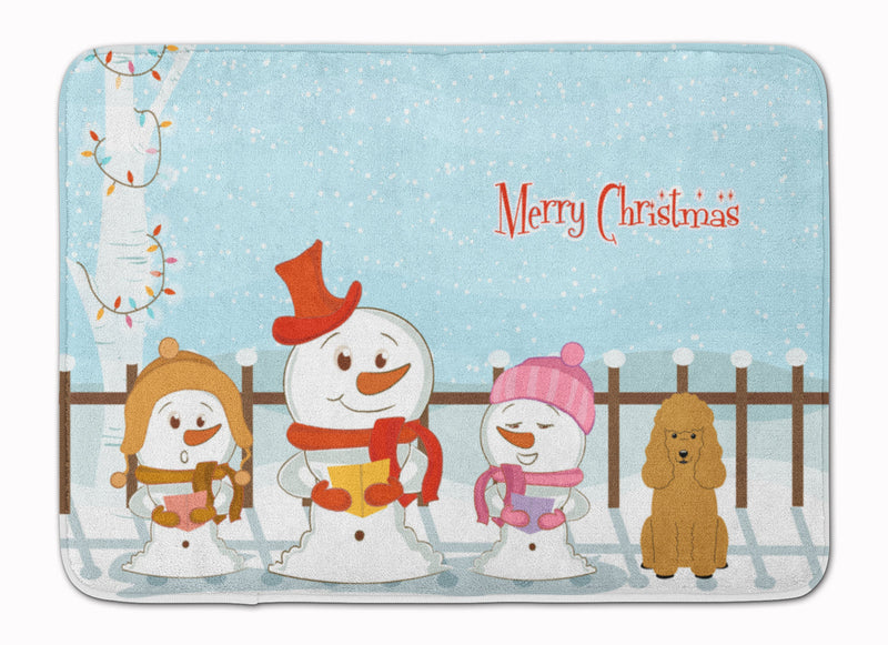 Merry Christmas Carolers Poodle Tan Machine Washable Memory Foam Mat BB2400RUG