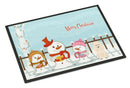 Merry Christmas Carolers Poodle White Doormat Indoor Outdoor 18H X 27W Front Door Mat Rugs for Entryway, Non Slip Washable