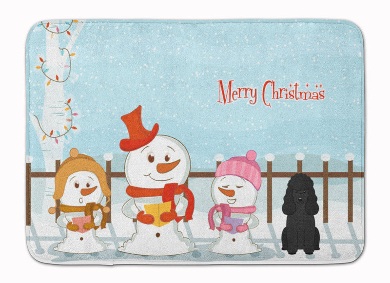 Merry Christmas Carolers Poodle Black Machine Washable Memory Foam Mat BB2402RUG