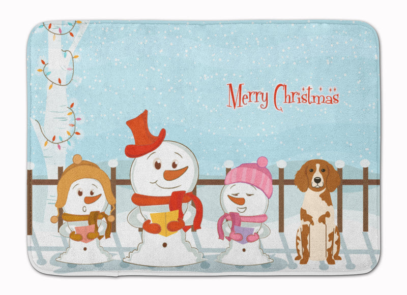 Merry Christmas Carolers Brittany Spaniel Machine Washable Memory Foam Mat BB2403RUG