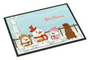 Merry Christmas Carolers Dogue de Bourdeaux Doormat Indoor Outdoor 18H X 27W Front Door Mat Rugs for Entryway, Non Slip Washable