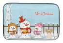 Merry Christmas Carolers Papillon Sable White Dish Drying Mat Absorbent Dish Drying Mat Pad for Kitchen Counter Dish Drainer Mat for Countertop, 14 x 21", Multicolor