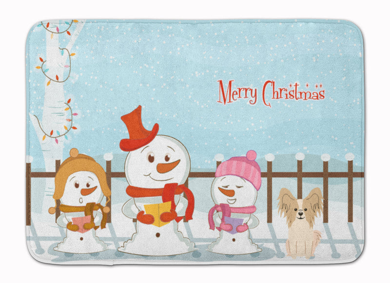 Merry Christmas Carolers Papillon Sable White Machine Washable Memory Foam Mat BB2408RUG