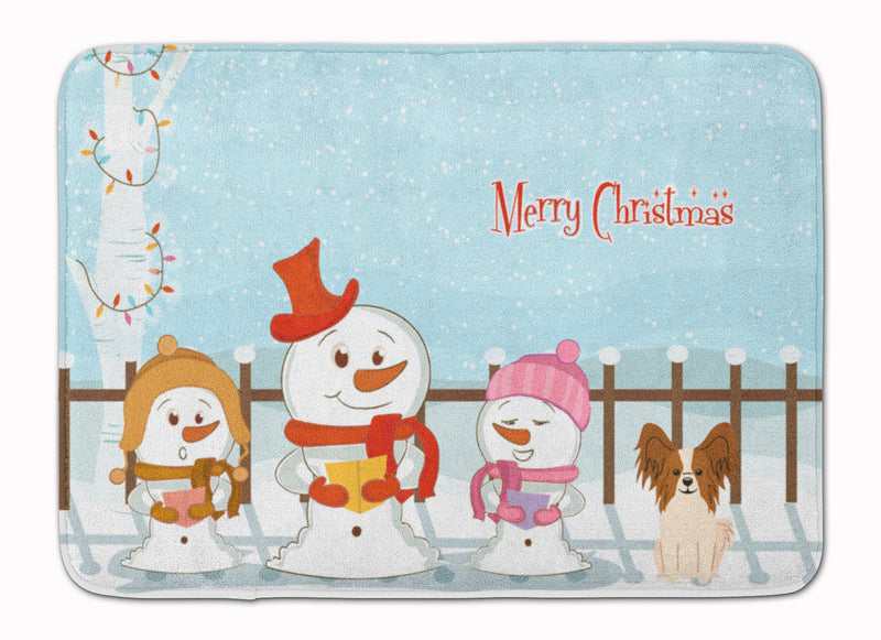 Merry Christmas Carolers Papillon Red White Machine Washable Memory Foam Mat BB2409RUG