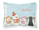 Merry Christmas Carolers Briard Black Standard Pillowcase Lightweight Super Soft Easy Care Decorative Artwork Pillowcase, Standard