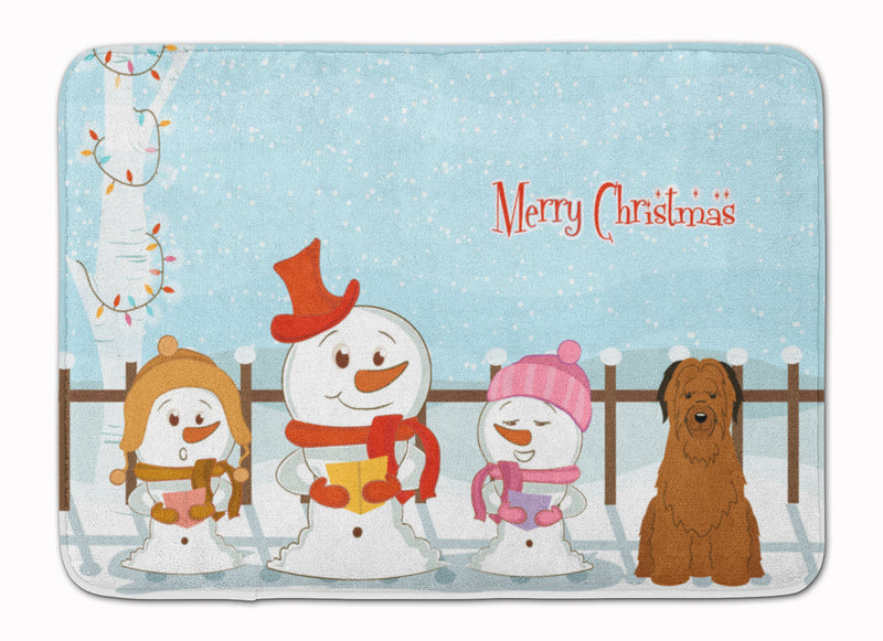 Merry Christmas Carolers Briard Brown Machine Washable Memory Foam Mat BB2413RUG