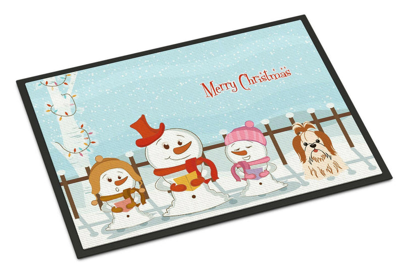 Merry Christmas Carolers Shih Tzu Red White Indoor or Outdoor Mat 18x27 BB2418MAT