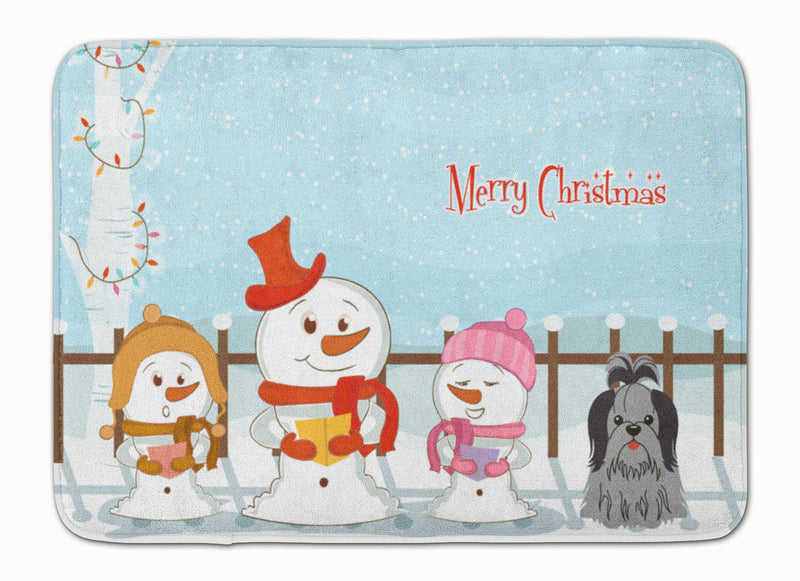 Merry Christmas Carolers Shih Tzu Black Silver Machine Washable Memory Foam Mat BB2420RUG