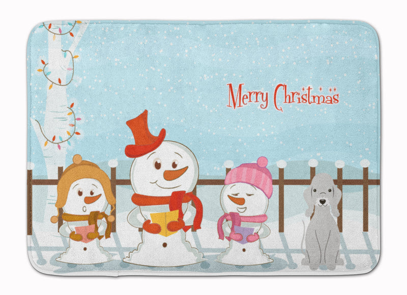 Merry Christmas Carolers Bedlington Terrier Blue Machine Washable Memory Foam Mat BB2421RUG