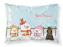 Merry Christmas Carolers Cocker Spaniel Black Tan Standard Pillowcase Lightweight Super Soft Easy Care Decorative Artwork Pillowcase, Standard