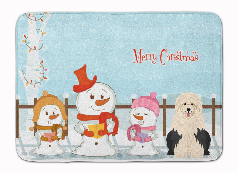 Merry Christmas Carolers Old English Sheepdog Machine Washable Memory Foam Mat BB2427RUG