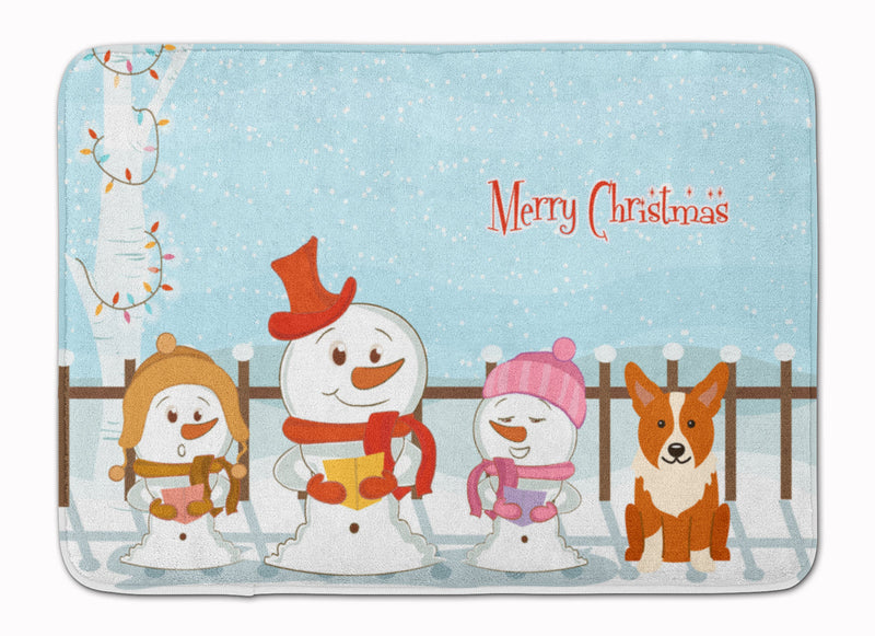 Merry Christmas Carolers Corgi Machine Washable Memory Foam Mat BB2431RUG