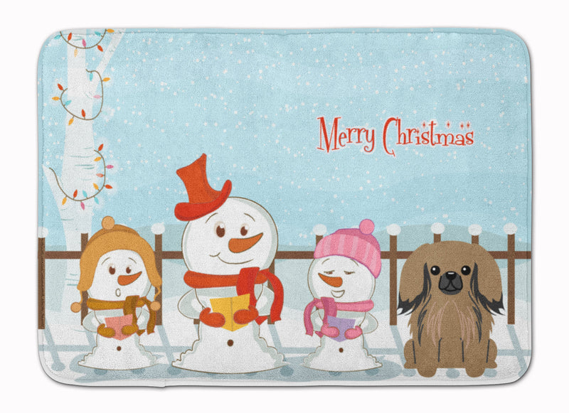 Merry Christmas Carolers Pekingnese Tan Machine Washable Memory Foam Mat BB2433RUG