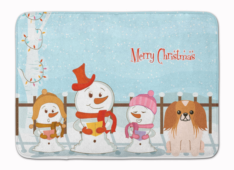 Merry Christmas Carolers Pekingnese Red White Machine Washable Memory Foam Mat BB2434RUG