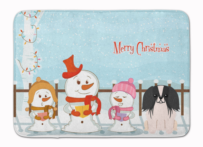 Merry Christmas Carolers Pekingnese Black White Machine Washable Memory Foam Mat BB2436RUG