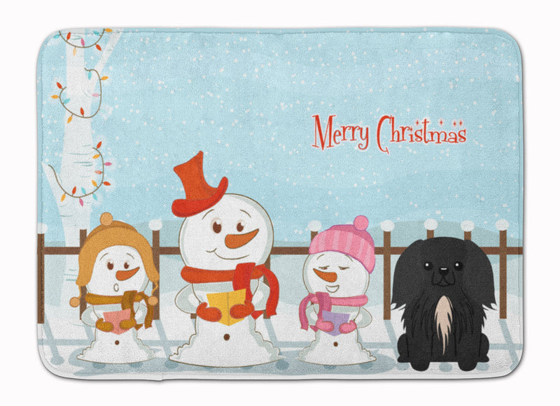 Merry Christmas Carolers Pekingnese Black Machine Washable Memory Foam Mat BB2438RUG