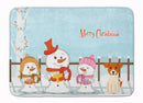 Merry Christmas Carolers Jack Russell Terrier Memory Foam Kitchen Mat Machine Washable Anti-Fatigue Cushion Comfort Bath or Kitchen Rug