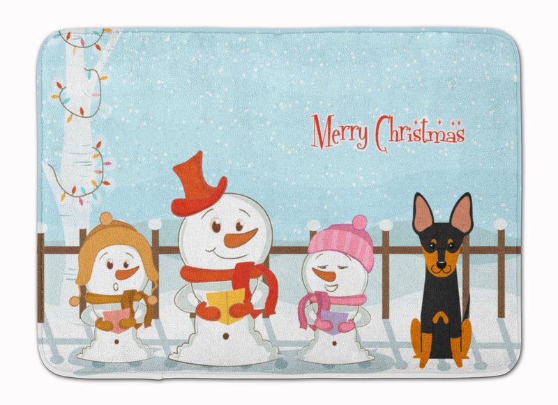 Merry Christmas Carolers English Toy Terrier Machine Washable Memory Foam Mat BB2440RUG