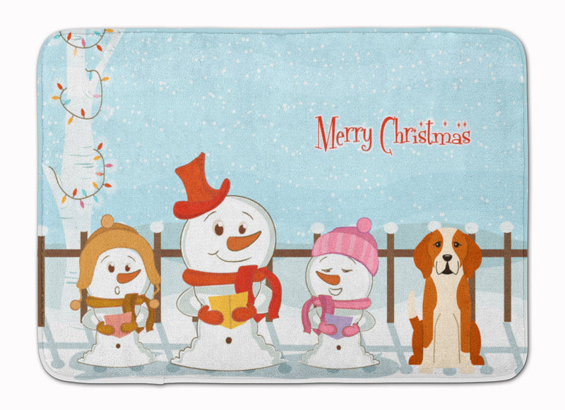 Merry Christmas Carolers English Foxhound Machine Washable Memory Foam Mat BB2441RUG