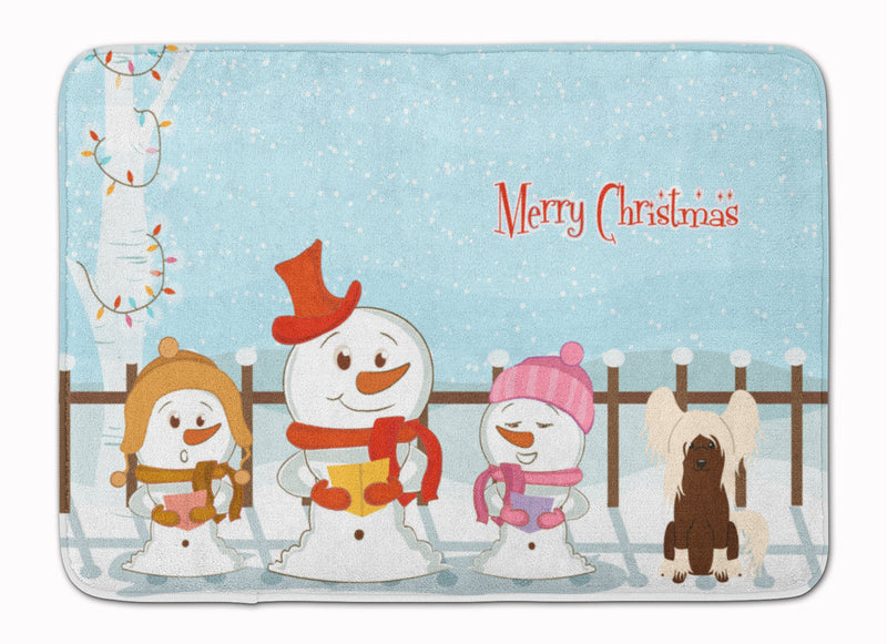 Merry Christmas Carolers Chinese Crested Cream Machine Washable Memory Foam Mat BB2444RUG