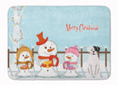 Merry Christmas Carolers White Boxer Cooper Machine Washable Memory Foam Mat BB2445RUG