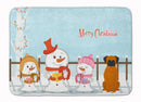 Merry Christmas Carolers Fawn Boxer Memory Foam Kitchen Mat Machine Washable Anti-Fatigue Cushion Comfort Bath or Kitchen Rug