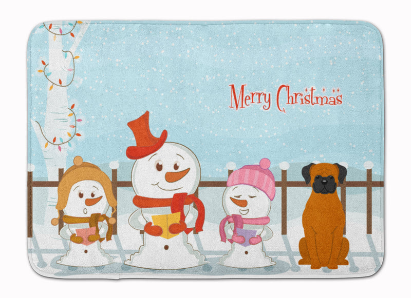 Merry Christmas Carolers Fawn Boxer Machine Washable Memory Foam Mat BB2446RUG