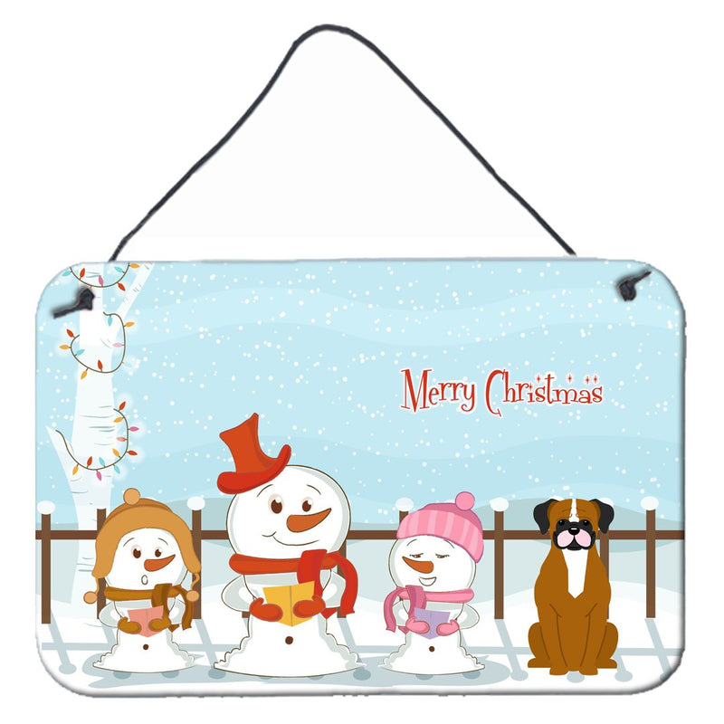 Merry Christmas Carolers Flashy Fawn Boxer Wall or Door Hanging Prints BB2447DS812