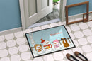 Merry Christmas Carolers Flashy Fawn Boxer Doormat Indoor Outdoor 24H X 36W Front Door Mat Rugs for Entryway, Non Slip Washable Low Pile,