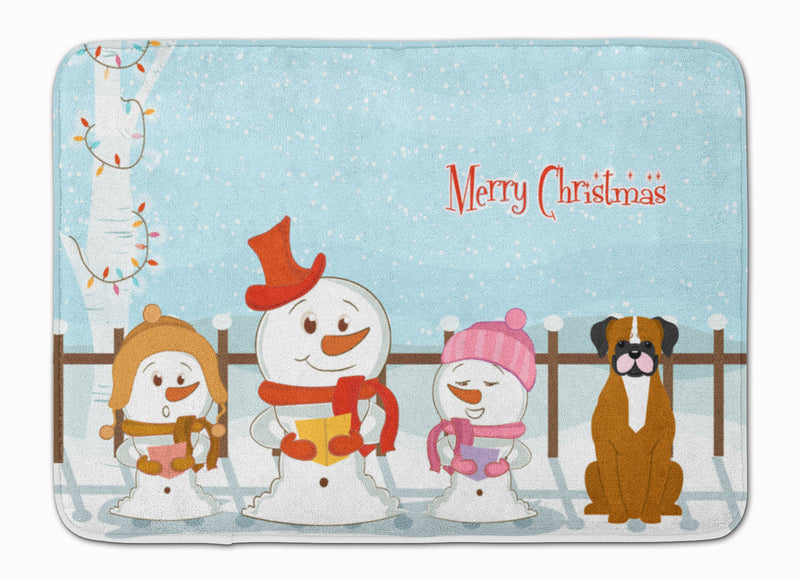 Merry Christmas Carolers Flashy Fawn Boxer Machine Washable Memory Foam Mat BB2447RUG