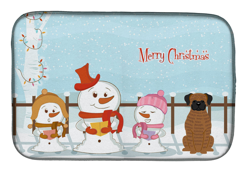 Merry Christmas Carolers Brindle Boxer Dish Drying Mat BB2448DDM