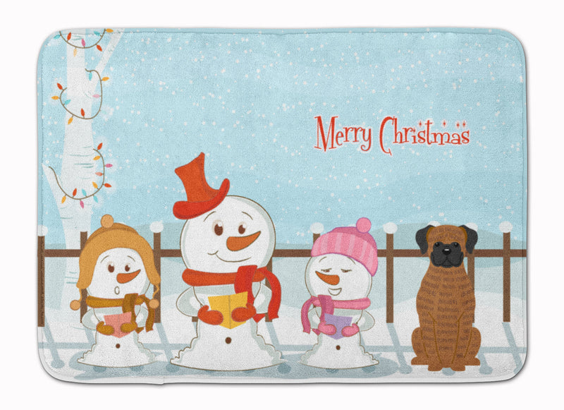 Merry Christmas Carolers Brindle Boxer Machine Washable Memory Foam Mat BB2448RUG