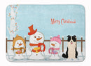 Merry Christmas Carolers Border Collie Black White Machine Washable Memory Foam Mat BB2449RUG