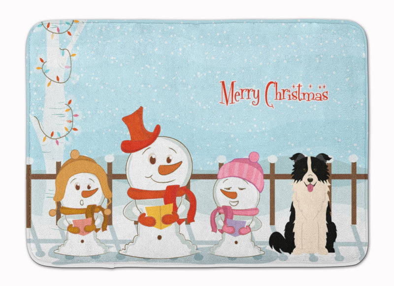 Merry Christmas Carolers Border Collie Black White Machine Washable Memory Foam Mat BB2449RUG