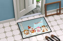 Merry Christmas Carolers Border Collie Red White Doormat Indoor Outdoor 24H X 36W Front Door Mat Rugs for Entryway, Non Slip Washable Low Pile,