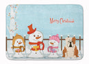 Merry Christmas Carolers English Bulldog Fawn White Machine Washable Memory Foam Mat BB2456RUG