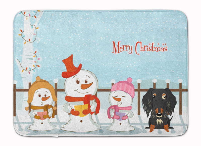 Merry Christmas Carolers Wire Haired Dachshund Dapple Machine Washable Memory Foam Mat BB2459RUG